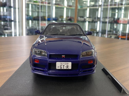 Diecast Nissan GT-R R34 Skyline Dark Blue 1/18 1999 by Solido Model Car