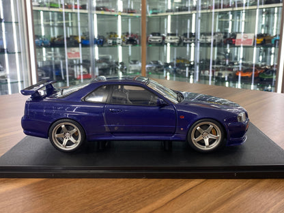 Diecast Nissan GT-R R34 Skyline Dark Blue 1/18 1999 by Solido Model Car