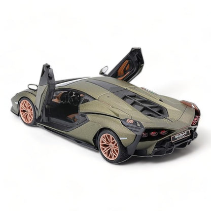 1/18 Diecast Lamborghini Sian FKP 37 Green Metallic  Bburago Scale Model Car