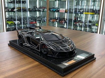 Lamborghini Aventador GT EVO LBWK, VIP Models resin model, 1:18 scale Liberty Walk replica, Black Elephant Pattern Lamborghini, Dubai model car store, UAE resin collectibles, GCC Lamborghini collectors, limited edition resin display, widebody exotic model
