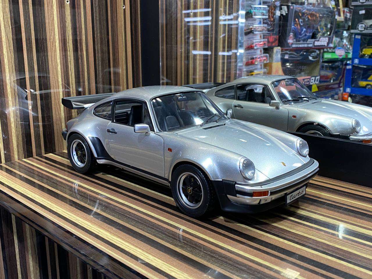 1/12 Schuco Metal Diecast - Porsche Turbo 930 in Timeless Silver with Full Opening|Sold in Dturman.com Dubai UAE.