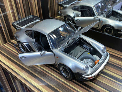 1/12 Schuco Metal Diecast - Porsche Turbo 930 in Timeless Silver with Full Opening|Sold in Dturman.com Dubai UAE.