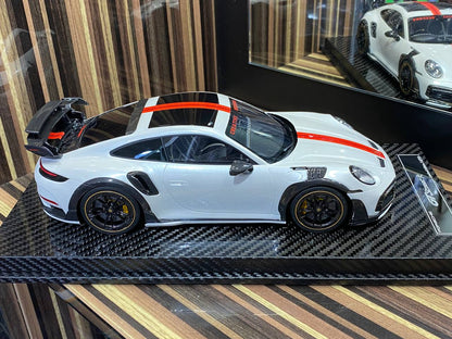 1/18 VIP Models Resin Model - Porsche 992 Turbo S GT Street R TechArt in Elegant Pearl White|Sold in Dturman.com Dubai UAE.