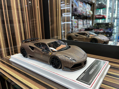 Davis & Giovanni Ferrari 488 GTB Novitec 1/18 Resin Model - Brown|Sold in Dturman.com Dubai UAE.