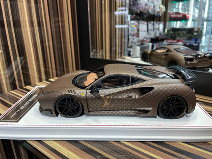 Davis & Giovanni Ferrari 488 GTB Novitec 1/18 Resin Model - Brown|Sold in Dturman.com Dubai UAE.