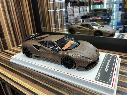 Davis & Giovanni Ferrari 488 GTB Novitec 1/18 Resin Model - Brown|Sold in Dturman.com Dubai UAE.