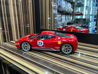 Hot Wheels Elite Ferrari 458 Challenge #5 - 1/18 Diecast Model, All Opening - Red