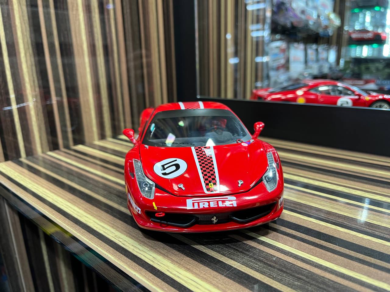 Hot Wheels Elite Ferrari 458 Challenge #5 - 1/18 Diecast Model, All Opening - Red