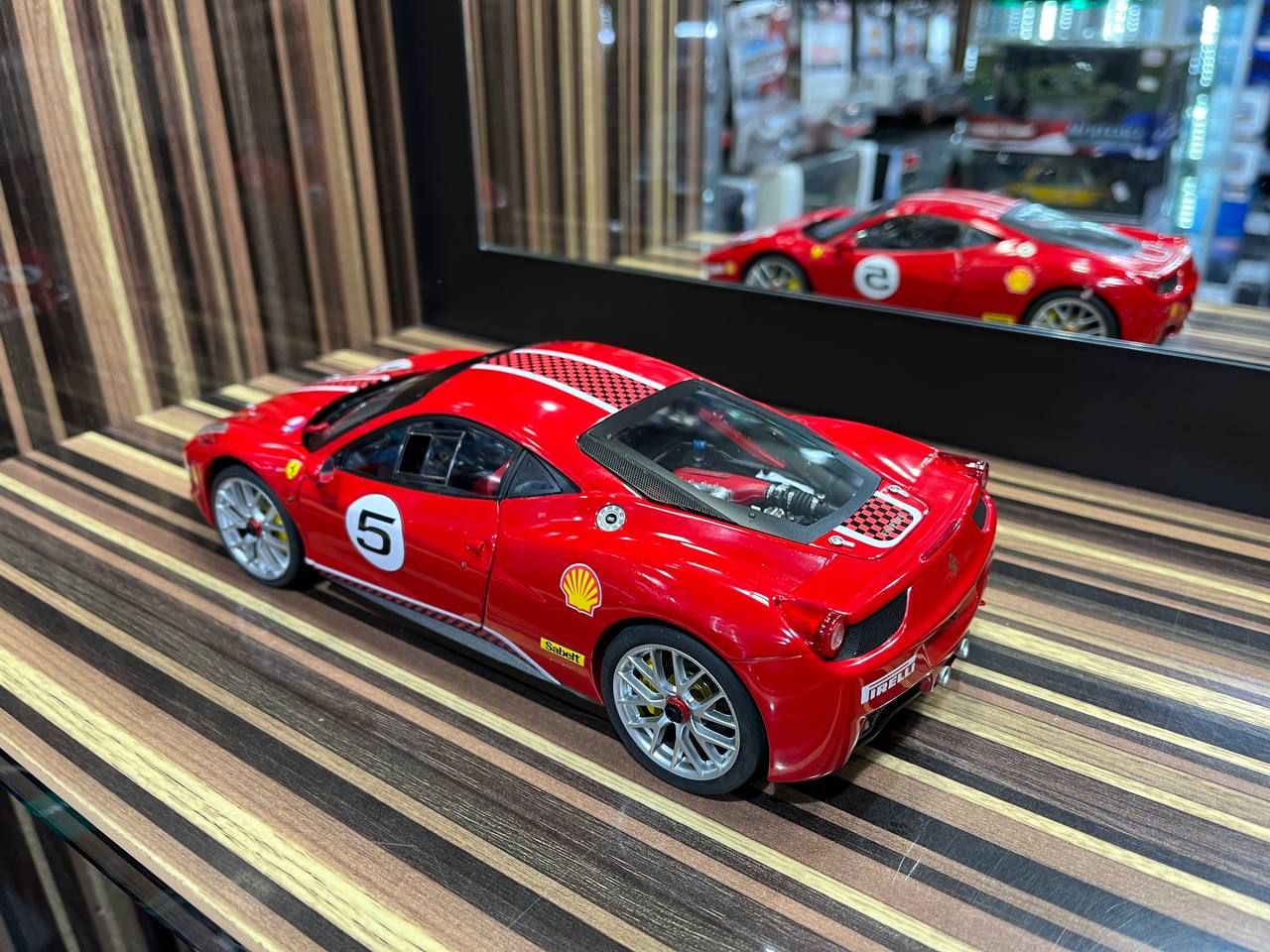 Hot Wheels Elite Ferrari 458 Challenge #5 - 1/18 Diecast Model, All Opening - Red