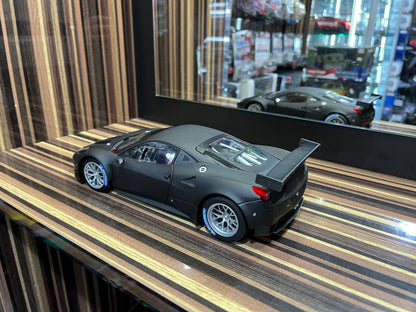 Hot Wheels Elite Ferrari 458 Italia GT2 - 1/18 Diecast Model, All Opening - Matt Black