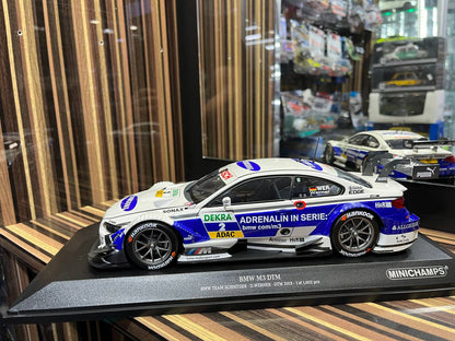 Minichamps BMW M3 DTM - 1/18 Diecast Model, Partially Opening - White Blue