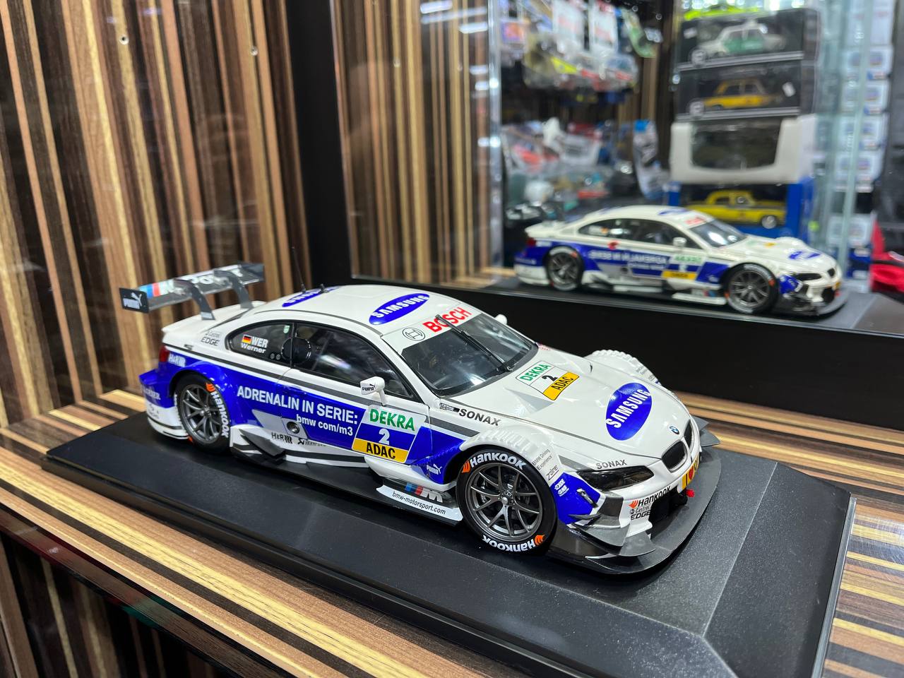 Minichamps BMW M3 DTM - 1/18 Diecast Model, Partially Opening - White Blue