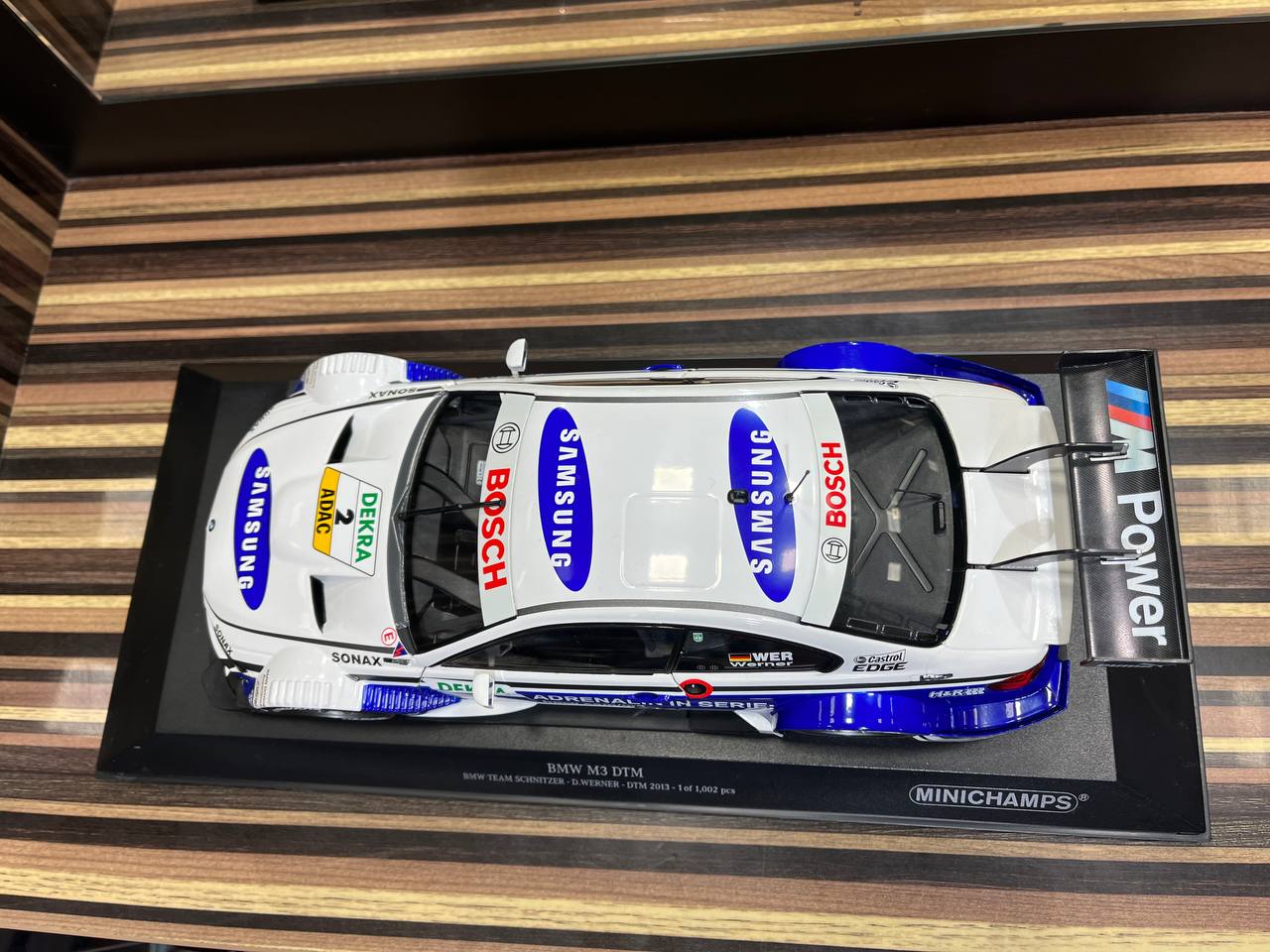 Minichamps BMW M3 DTM - 1/18 Diecast Model, Partially Opening - White Blue