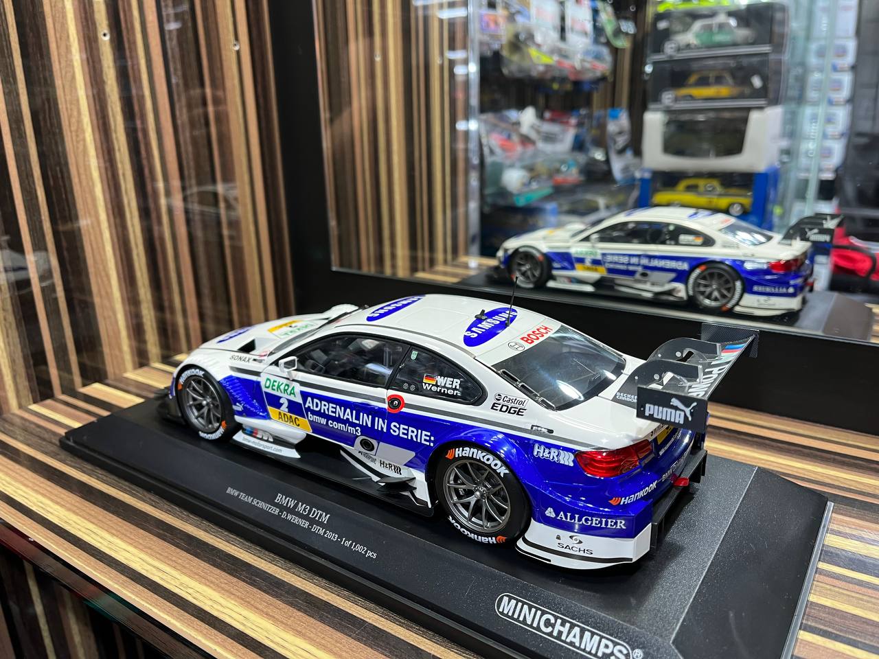 Minichamps BMW M3 DTM - 1/18 Diecast Model, Partially Opening - White Blue