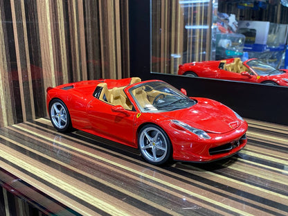 1/18 metal Diecast HotWheels Ferrari 458 Spider Red - Full Opening