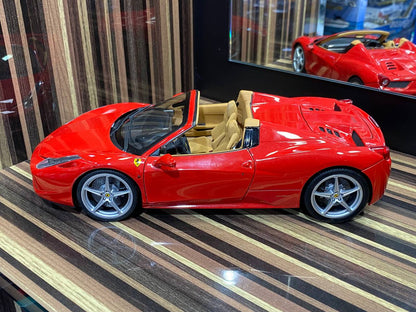 1/18 metal Diecast HotWheels Ferrari 458 Spider Red - Full Opening