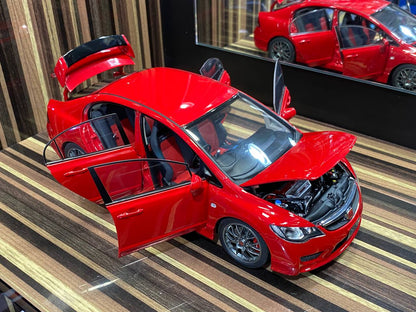 Well 1/18 Honda Civic FD2 Type R - All Opening Diecast (Red)