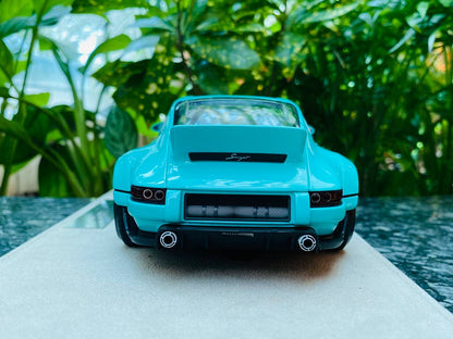 Limited Edition POPRACE & Co Porsche Singer DLS Resin Model - Tiffany Blue | 1/18 Scale