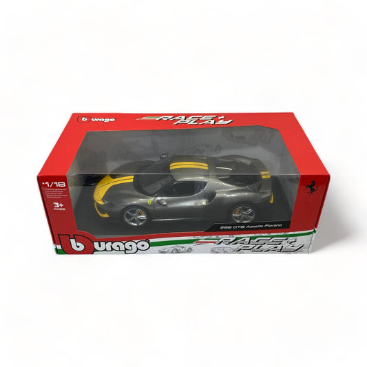 1/18 Bburago Ferrari 296 GTB Assetto Fiorano - Grey/ Yellow Diecast Model|Sold in Dturman.com Dubai UAE.