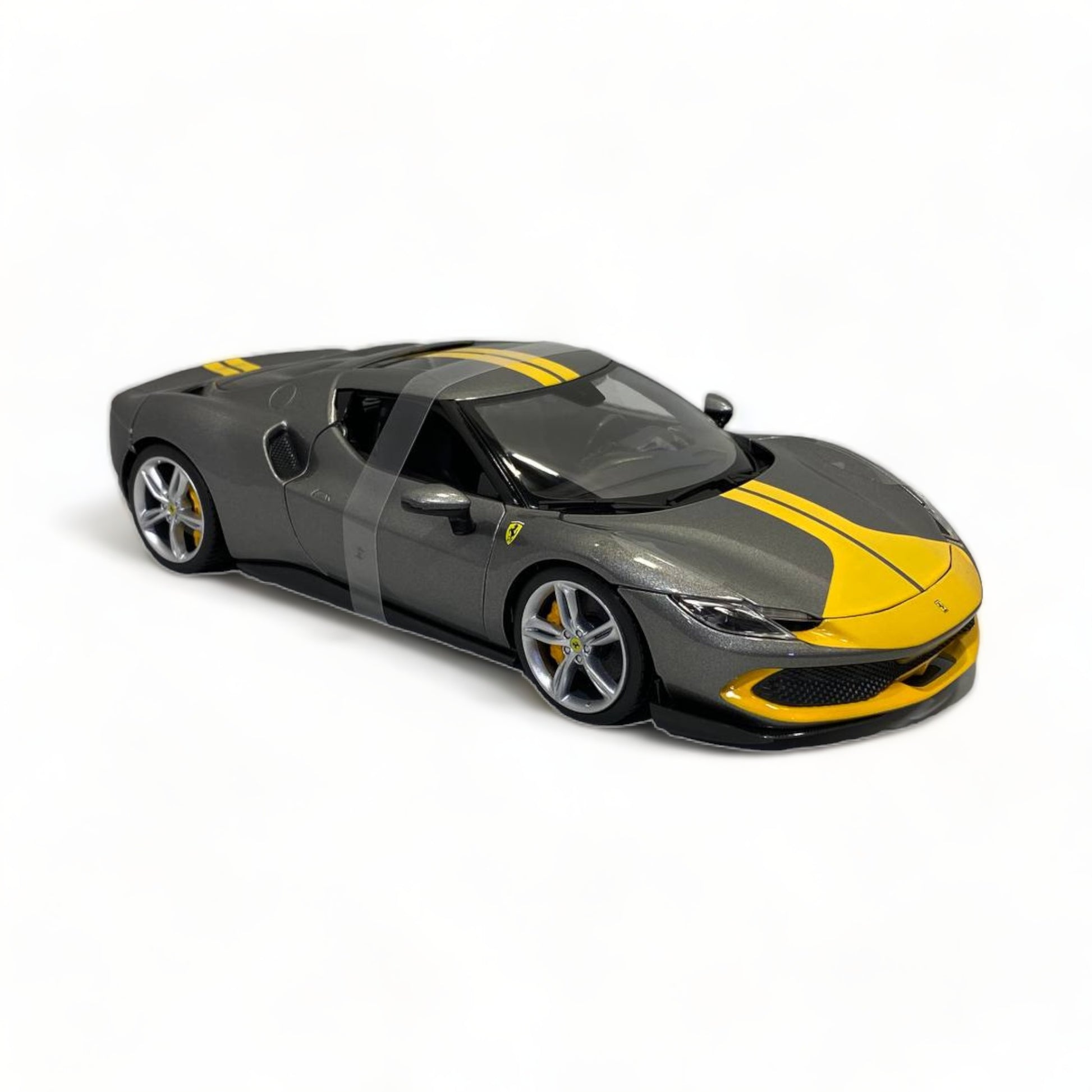 1/18 Bburago Ferrari 296 GTB Assetto Fiorano - Grey/ Yellow Diecast Model|Sold in Dturman.com Dubai UAE.