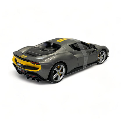 1/18 Bburago Ferrari 296 GTB Assetto Fiorano - Grey/ Yellow Diecast Model|Sold in Dturman.com Dubai UAE.