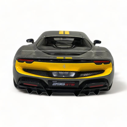 1/18 Bburago Ferrari 296 GTB Assetto Fiorano - Grey/ Yellow Diecast Model|Sold in Dturman.com Dubai UAE.