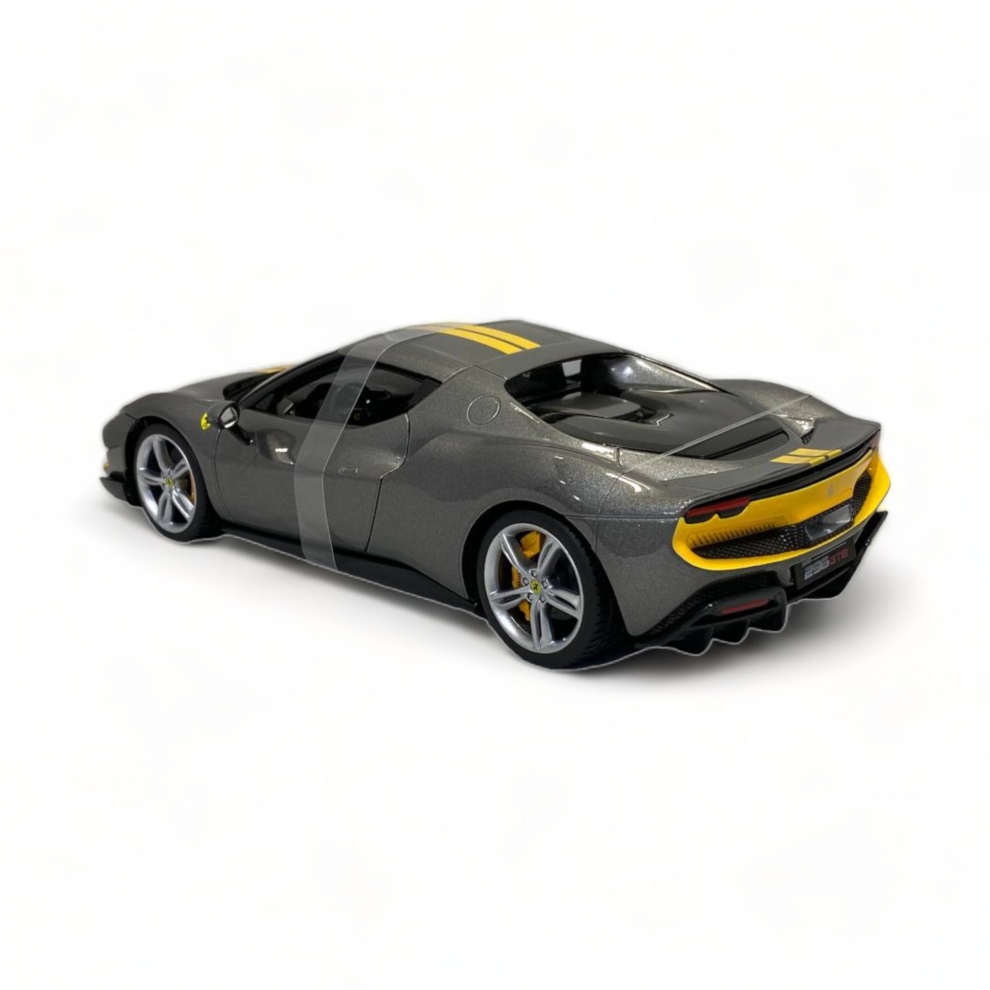 1/18 Bburago Ferrari 296 GTB Assetto Fiorano - Grey/ Yellow Diecast Model|Sold in Dturman.com Dubai UAE.
