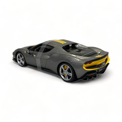 1/18 Bburago Ferrari 296 GTB Assetto Fiorano - Grey/ Yellow Diecast Model|Sold in Dturman.com Dubai UAE.