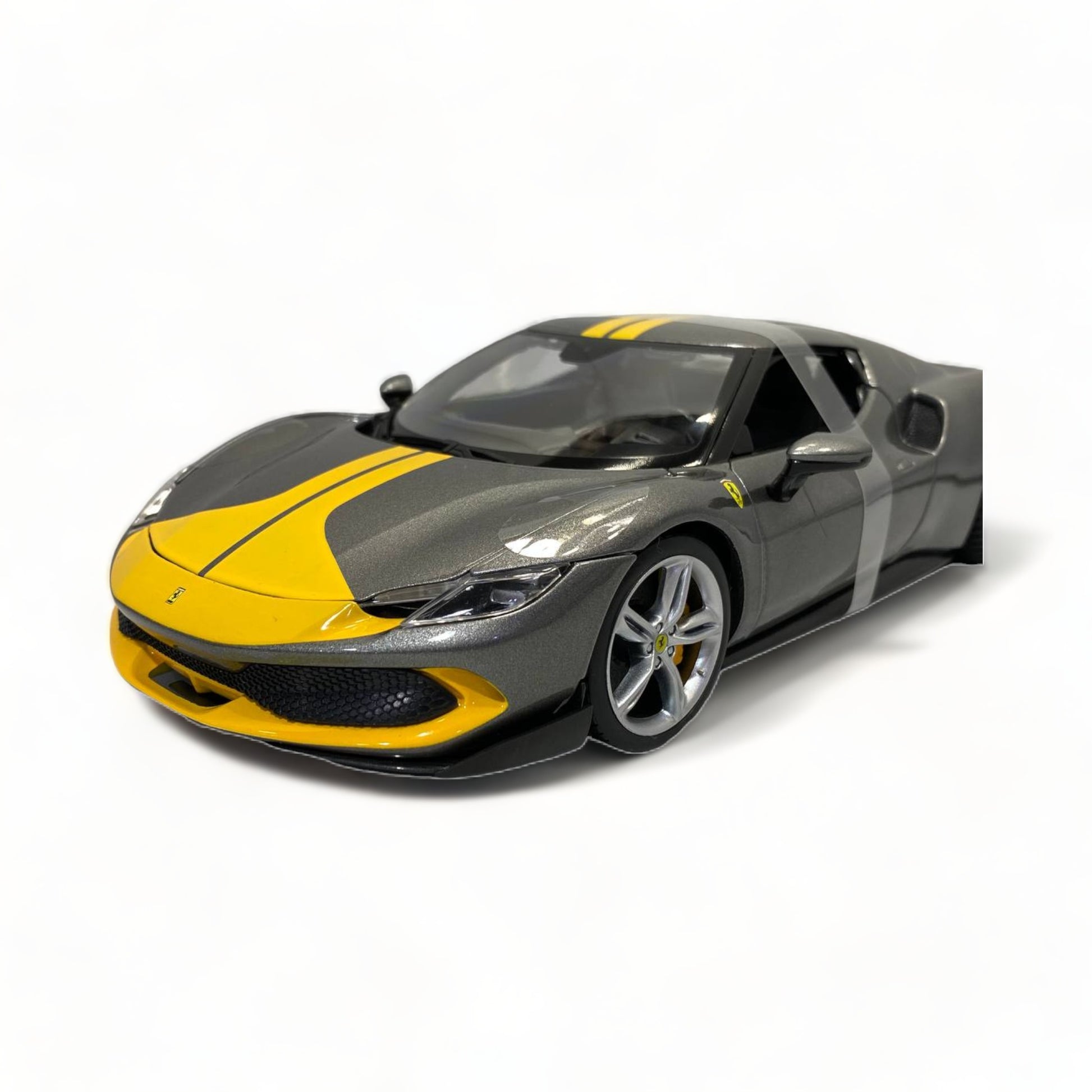 1/18 Bburago Ferrari 296 GTB Assetto Fiorano - Grey/ Yellow Diecast Model|Sold in Dturman.com Dubai UAE.