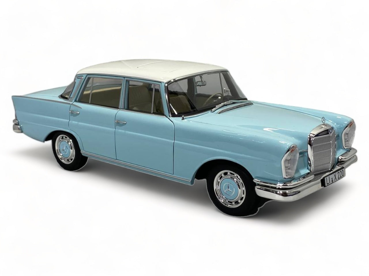 1/18 Diecast Norev Mercedes-Benz 220 S Light Blue 1965 Scale Model Car|Sold in Dturman.com Dubai UAE.