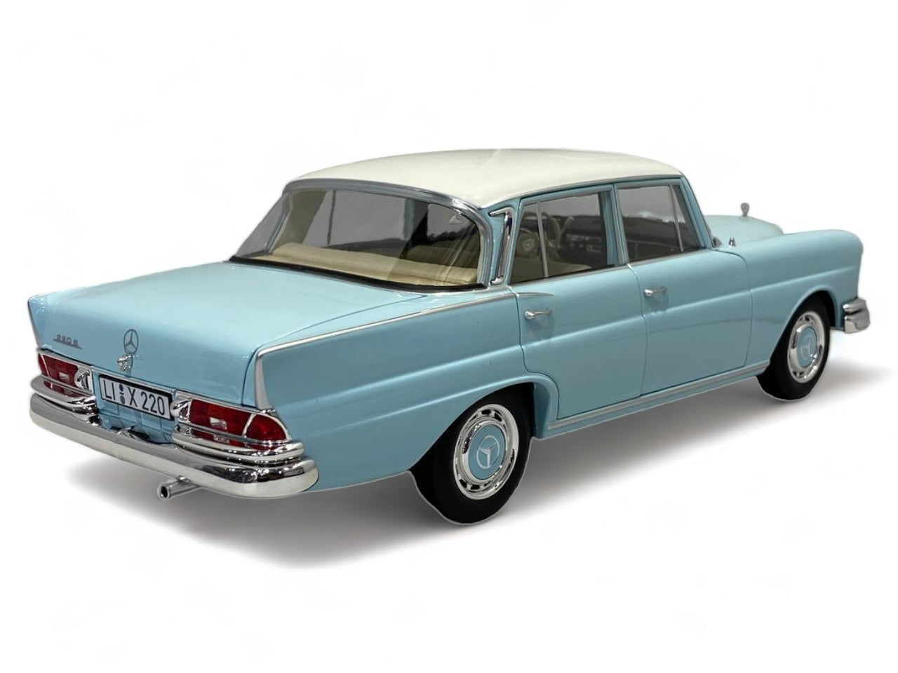 1/18 Diecast Norev Mercedes-Benz 220 S Light Blue 1965 Scale Model Car|Sold in Dturman.com Dubai UAE.