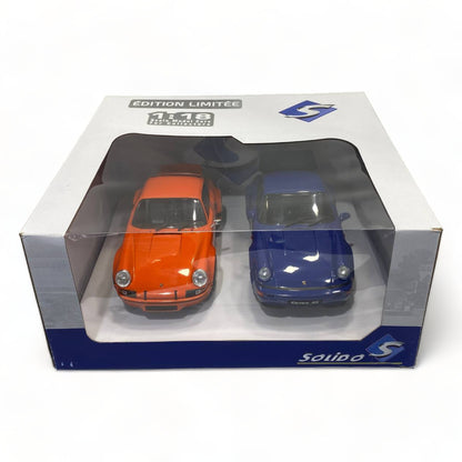 1/18 Solido Porsche 911 RSR ORANGE & 964 RS BLUE PACK ORANGE & BLUE Model Car|Sold in Dturman.com Dubai UAE.