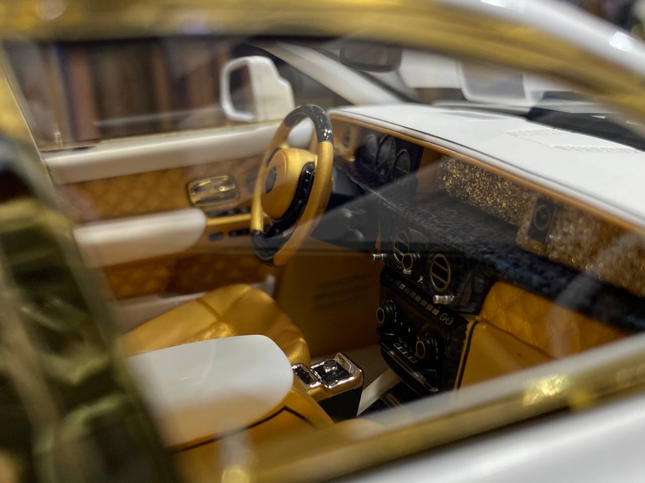 1/18 Resin Muse’s Secret  Rolls Royce- PHANTOM VIII Mansory Pearl White and Gold Scale Model Car|Sold in Dturman.com Dubai UAE.