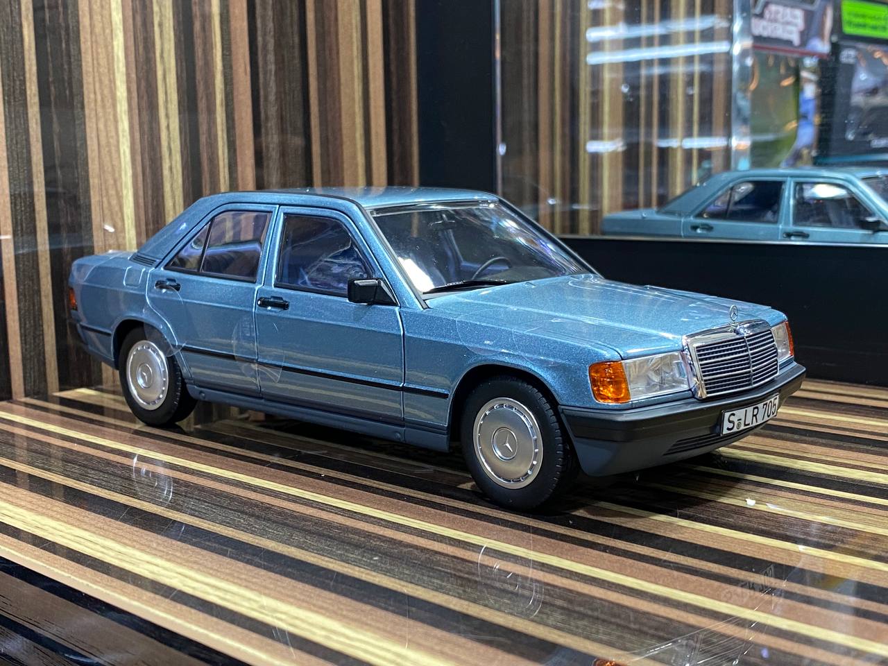 1/18 Diecast Mercedes-Benz 190 E 1984 Light Blue Norev Scale Model Car|Sold in Dturman.com Dubai UAE.