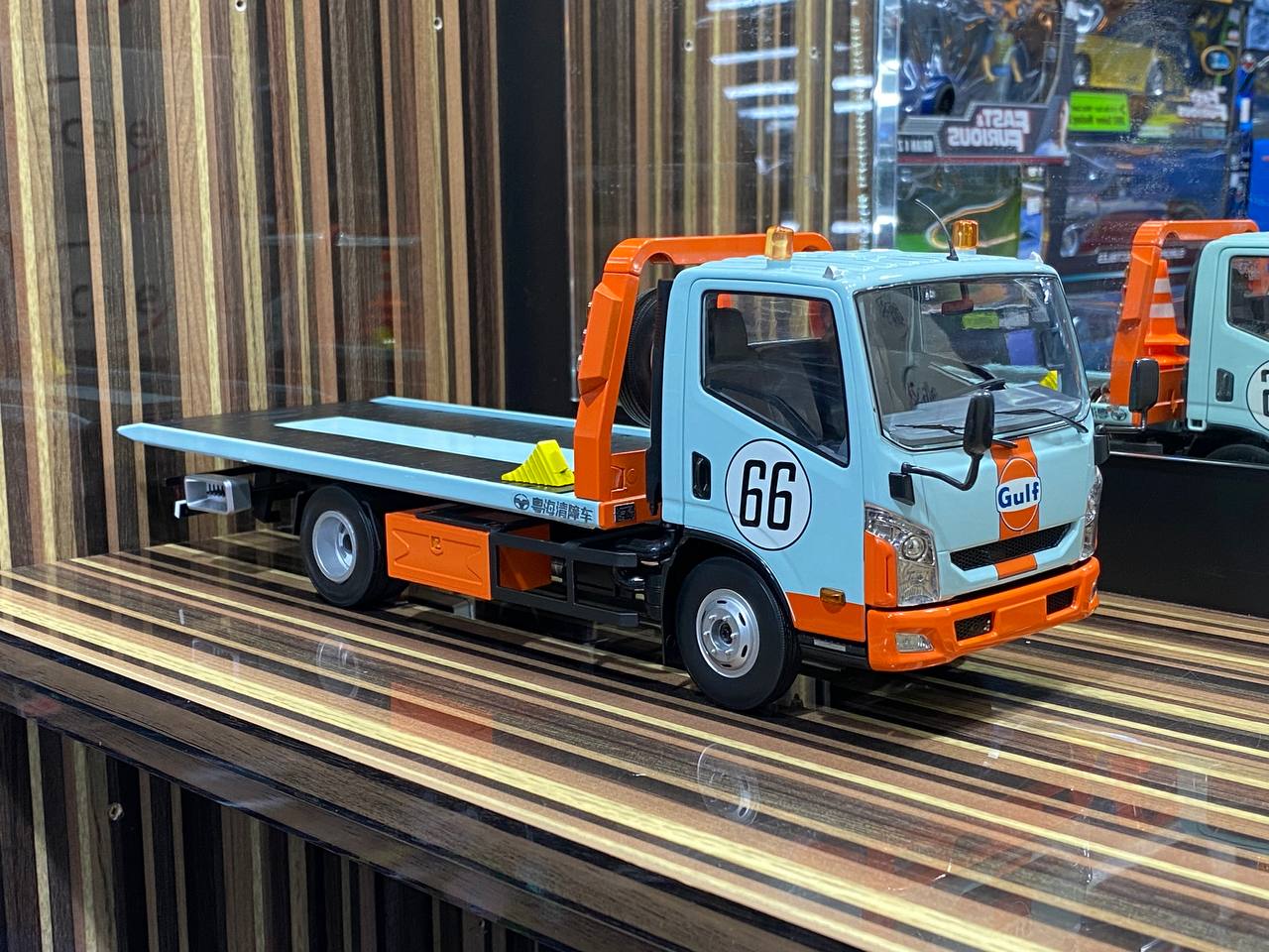 1/18 Diecast Miniature Flat Bed Tow Truck Gulf Gulf Blue DBGT Model|Sold in Dturman.com Dubai UAE.