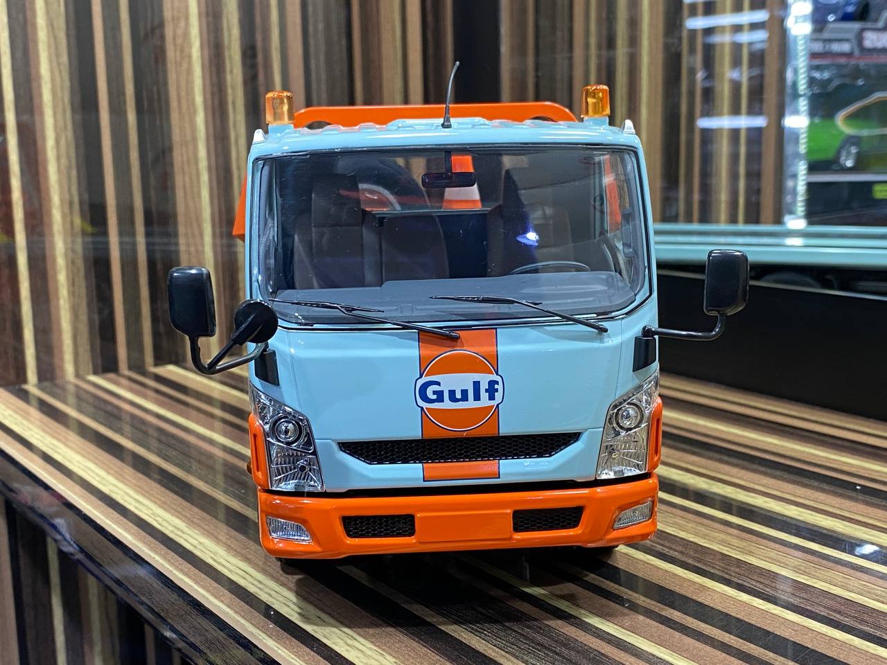 1/18 Diecast Miniature Flat Bed Tow Truck Gulf Gulf Blue DBGT Model|Sold in Dturman.com Dubai UAE.