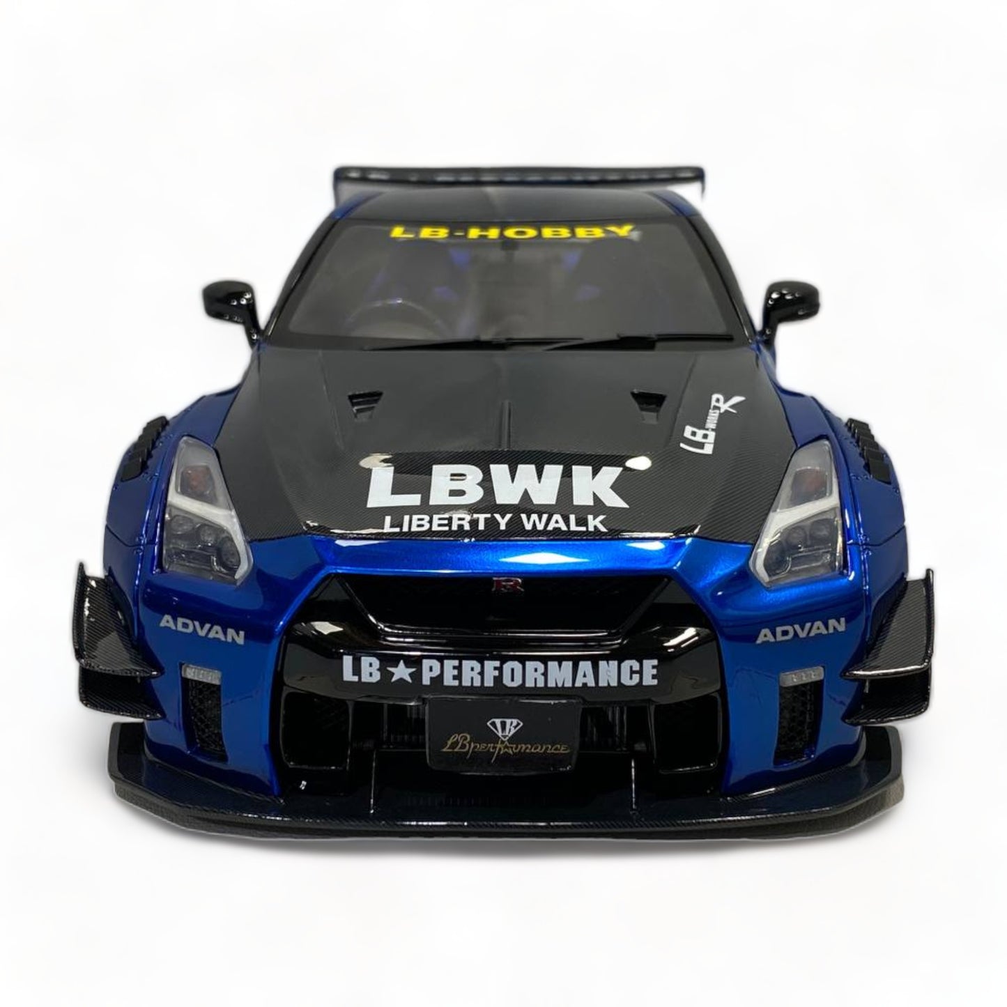 Nissan GT-R R35 LBWK LB*Performance Chrome Blue/Carbon by Onemodel 1/18|Sold in Dturman.com Dubai UAE.