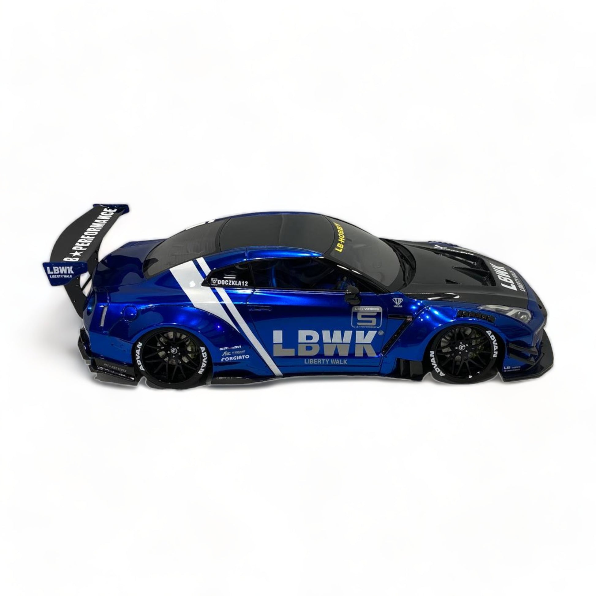 Nissan GT-R R35 LBWK LB*Performance Chrome Blue/Carbon by Onemodel 1/18|Sold in Dturman.com Dubai UAE.
