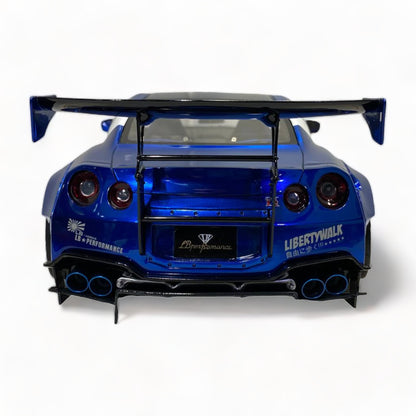 Nissan GT-R R35 LBWK LB*Performance Chrome Blue/Carbon by Onemodel 1/18|Sold in Dturman.com Dubai UAE.