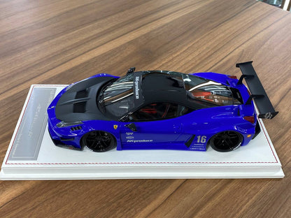 1/18 Resin Model – Ferrari 458 GT LB WORKS | Davis & Giovanni |Metallic Blue with Matt Carbon Bonnet