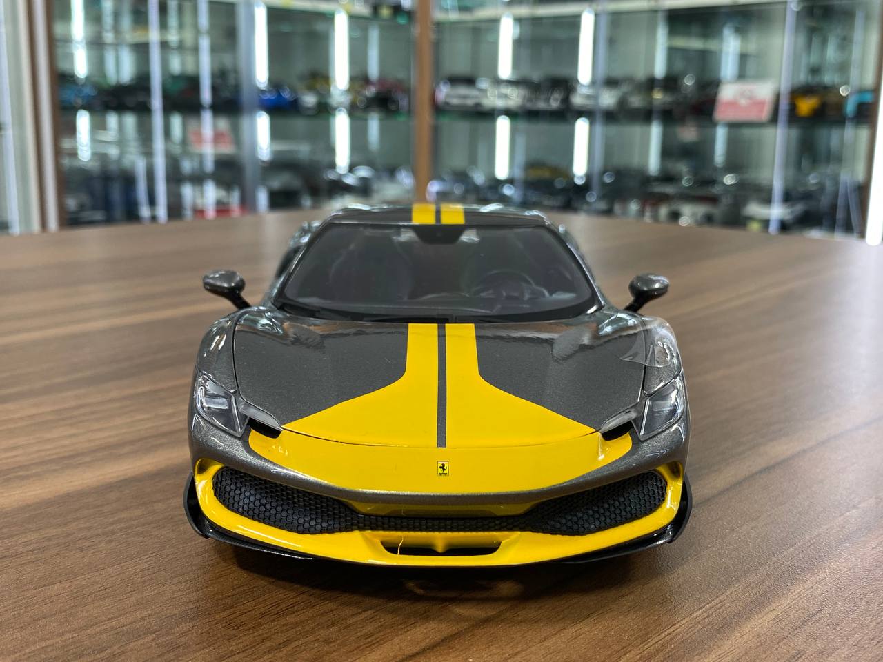 1/18 Bburago Ferrari 296 GTB Assetto Fiorano - Grey/ Yellow Diecast Model