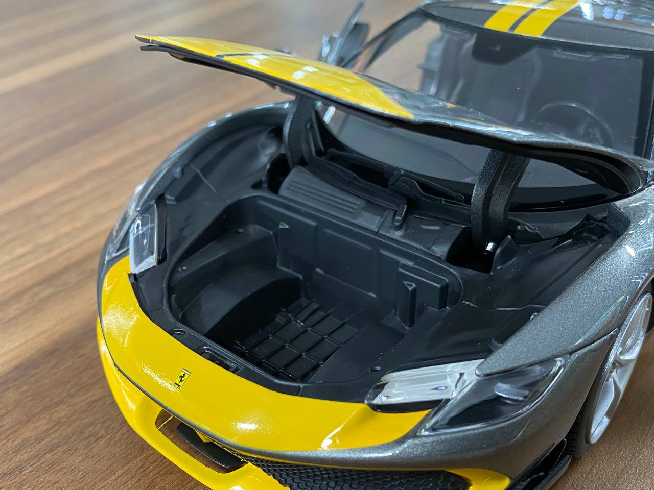1/18 Bburago Ferrari 296 GTB Assetto Fiorano - Grey/ Yellow Diecast Model