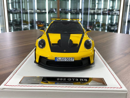 Ivy Model 1/18 Porsche 911 992 GT3 RS Weissach – Racing Yellow with Black Wheels, Limited to 25 pcs.