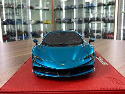 1:18 Resin BBR Deluxe Ferrari SF90 Stradale – Chrome Blue (Limited 15 pcs)