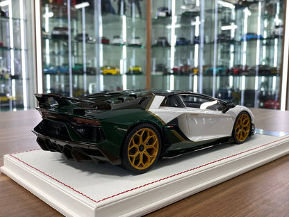 1/18 Resin – Dino Models Lamborghini AVENTADOR SVJ  Limited 10 pcs Bianco Aether/Verde Hydra
