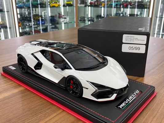 1/18 Resin Model  – MR Collection Lamborghini REVUELTO Bianco Siderale with Red Accents