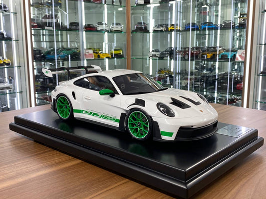 1/12 Resin Porsche 911 GT3 RS – White / Green | Spark Models Dealer Edition | Limited to 300 pcs