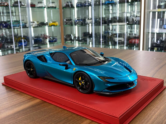 1:18 Resin BBR Deluxe Ferrari SF90 Stradale – Chrome Blue (Limited 15 pcs)
