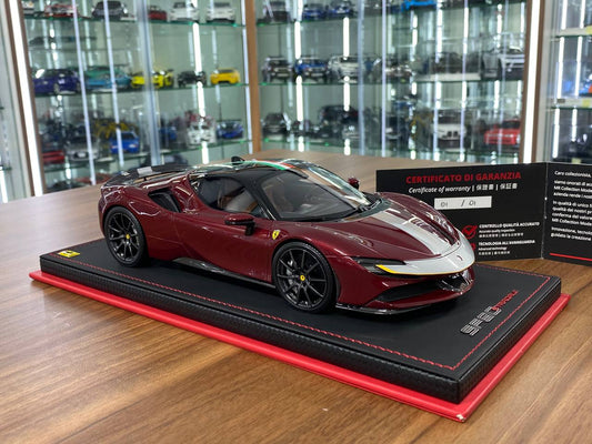 1:18 Resin MR Collection Ferrari SF90 Stradale Maroon / Italian Flag Limited 1 of 1