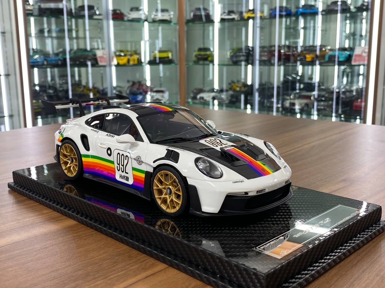 1/18 Resin Model – VIP Models Porsche 911 GT3 RS (992)  White with Apple Decal  Limited Edition: 30 pcs